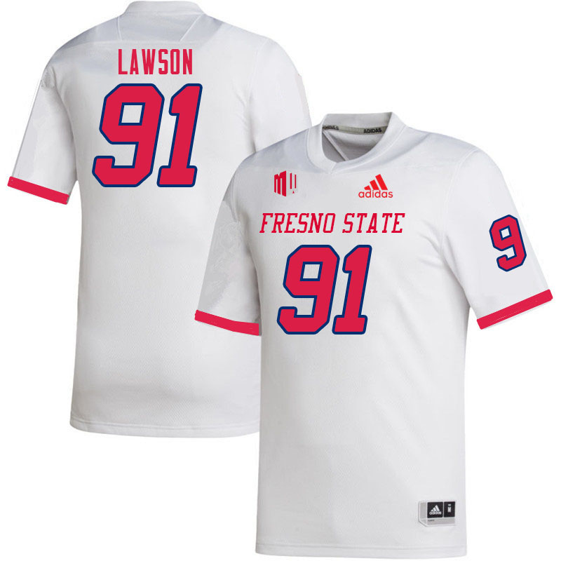 Men #91 Matt Lawson Fresno State Bulldogs College Football Jerseys Sale-White
